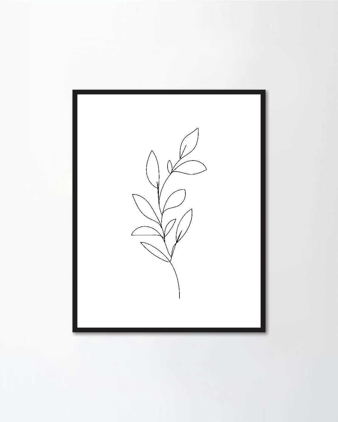 Leaves One Line Drawing