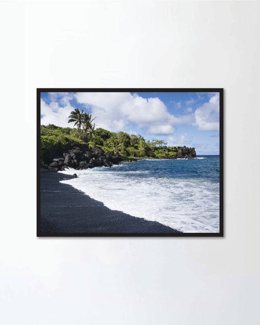 Black sand beach in Maui