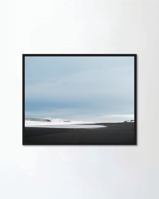 Sunrise on the black sand beach in Iceland