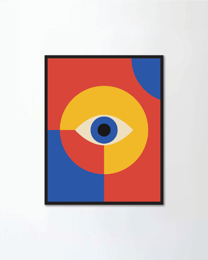 Set of minimal 20s geometric design with eyes