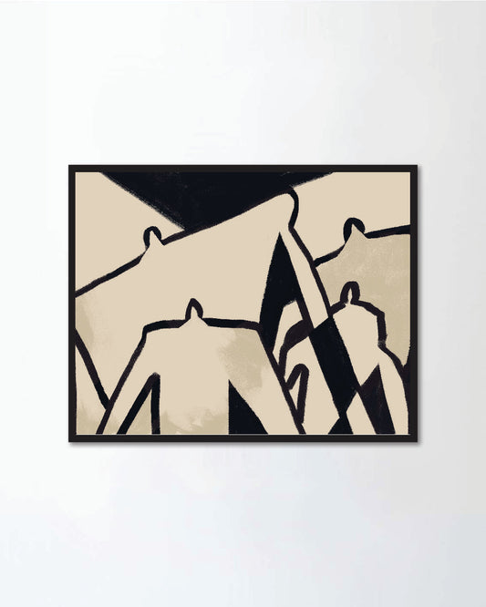 Black and white Abstract bauhaus art style (Canvas)
