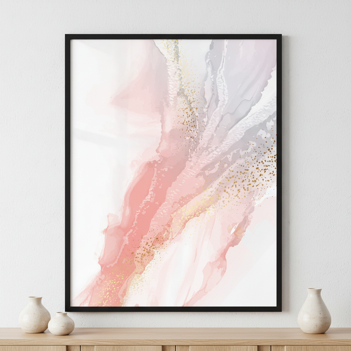 Watercolor abstract dusty pink gold