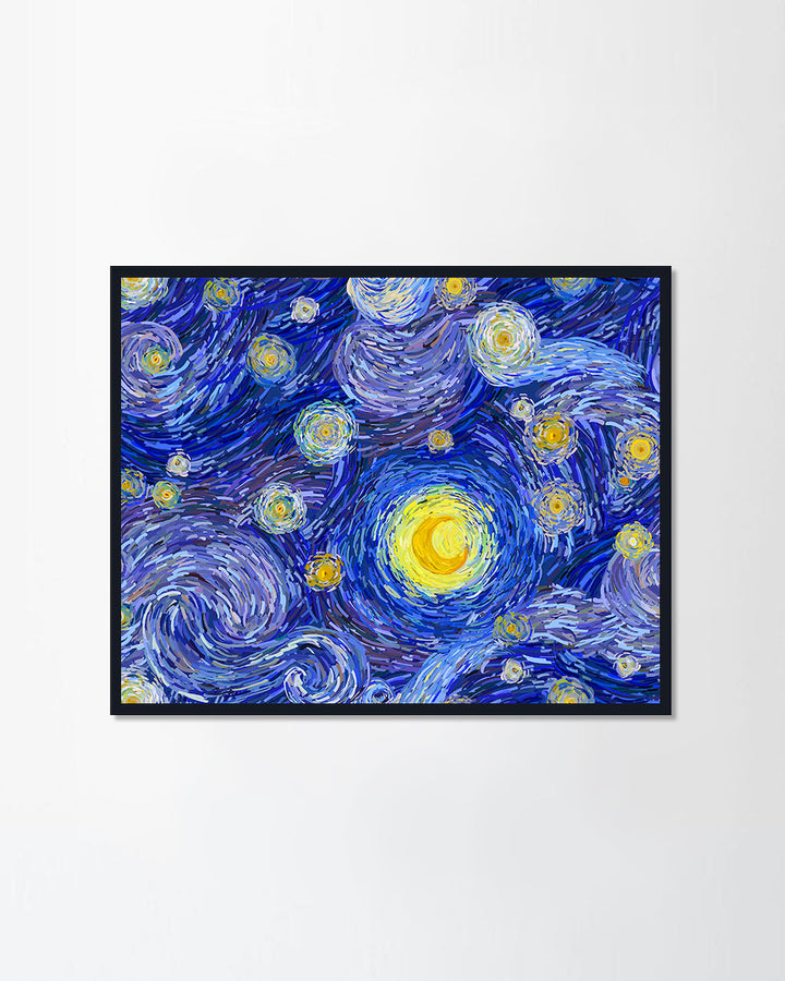 Stars and glowing moon