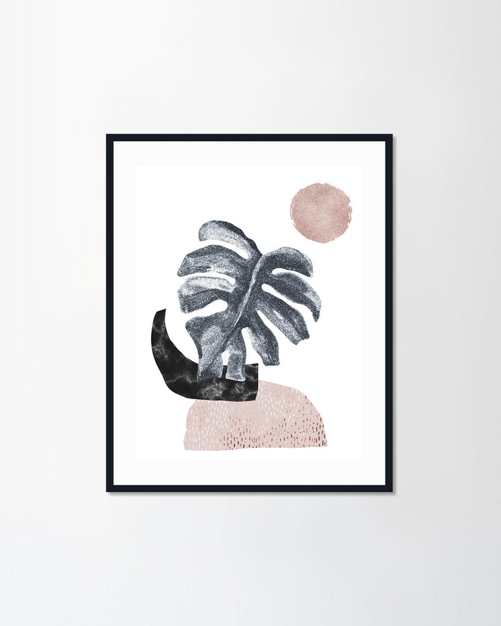 Glossy tropical monstera leaf