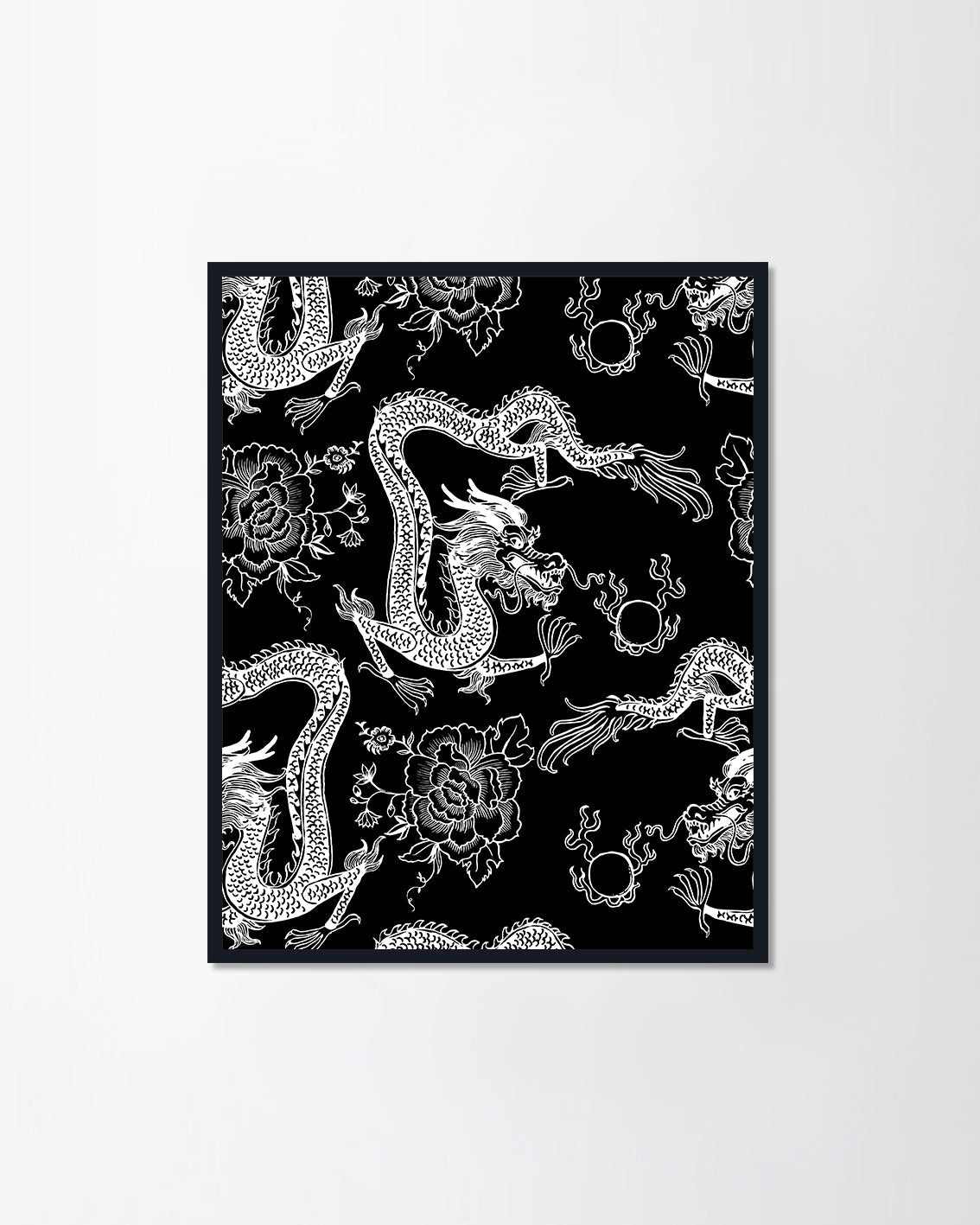 Vintage ink chinese dragon in chinoiserie style