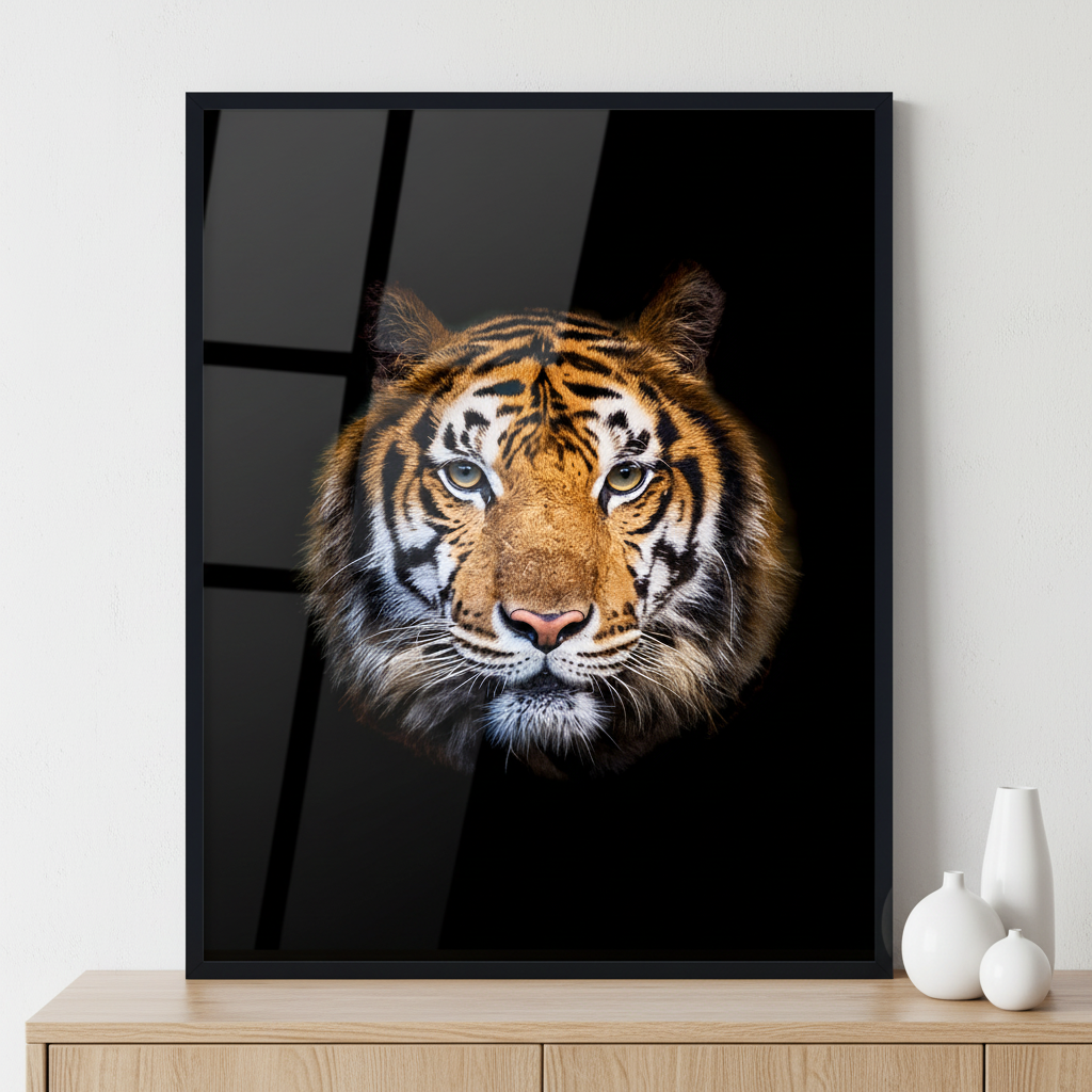 Headshot of Indochinese tiger ภาพติดผังสไตล์สแกนดิเนเวีย สำหรับตกแต่งบ้านและคอนโด พร้อมกรอบคุณภาพ