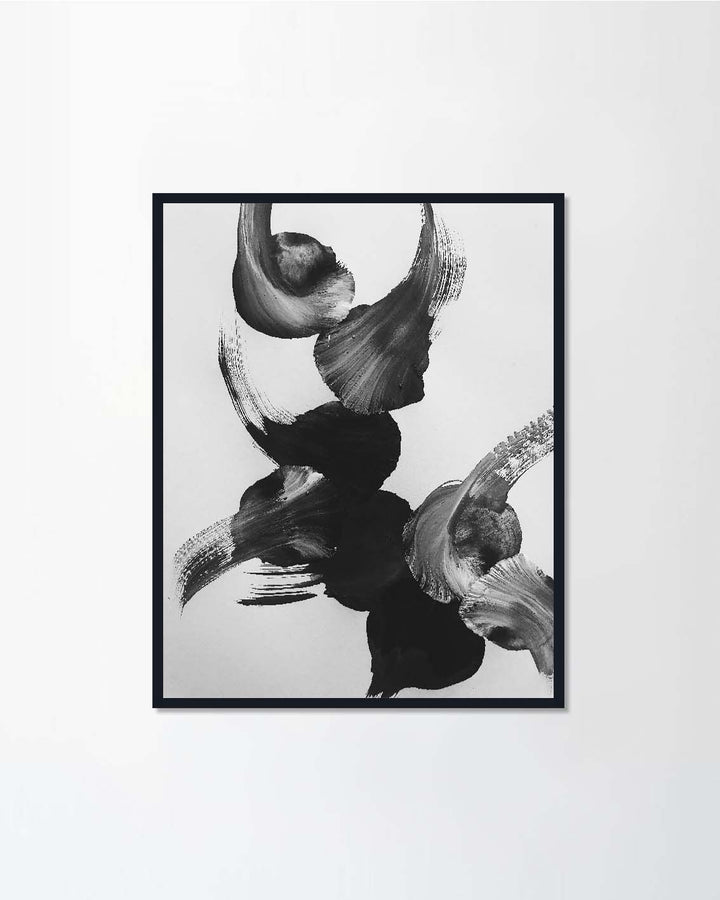 monochrome abstract acrylic with brush strokes