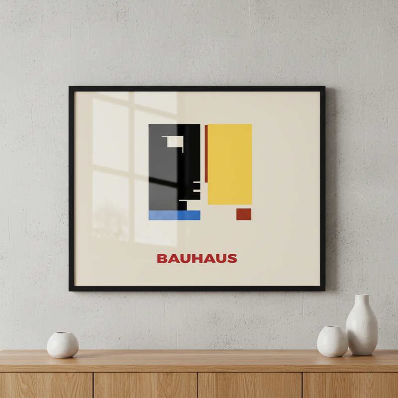 A square study ภาพติดผังสไตล์Bauhaus สำหรับตกแต่งบ้านและคอนโด พร้อมกรอบคุณภาพ
