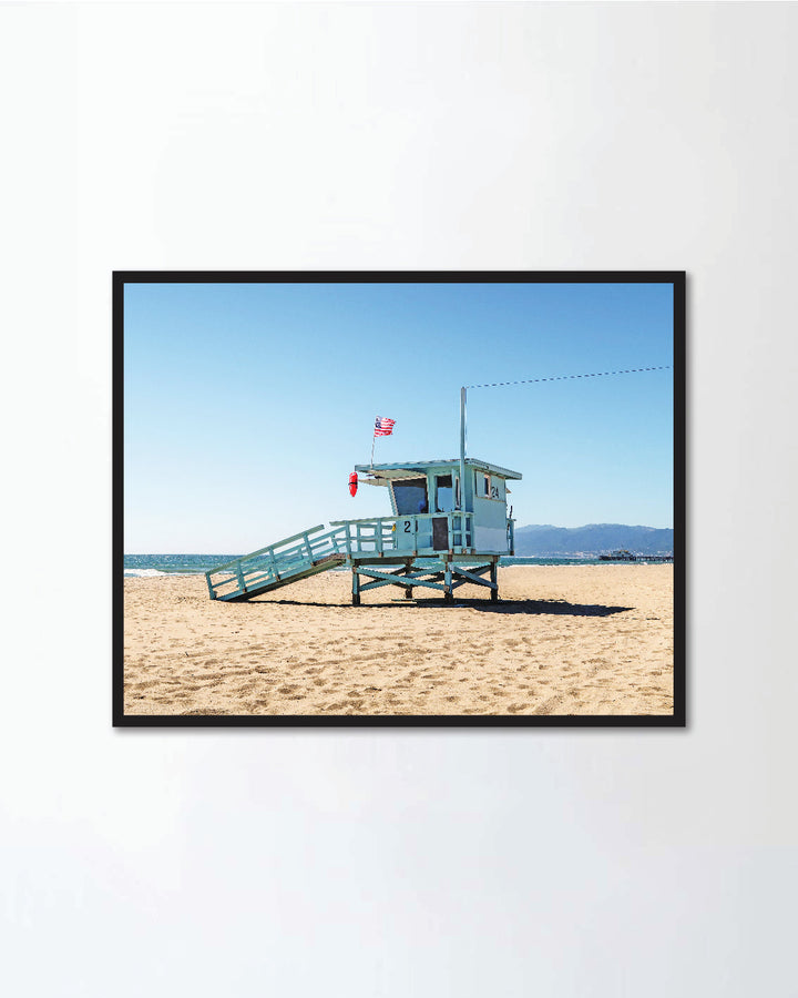 lifeguard tower at the beach in Santa Monica