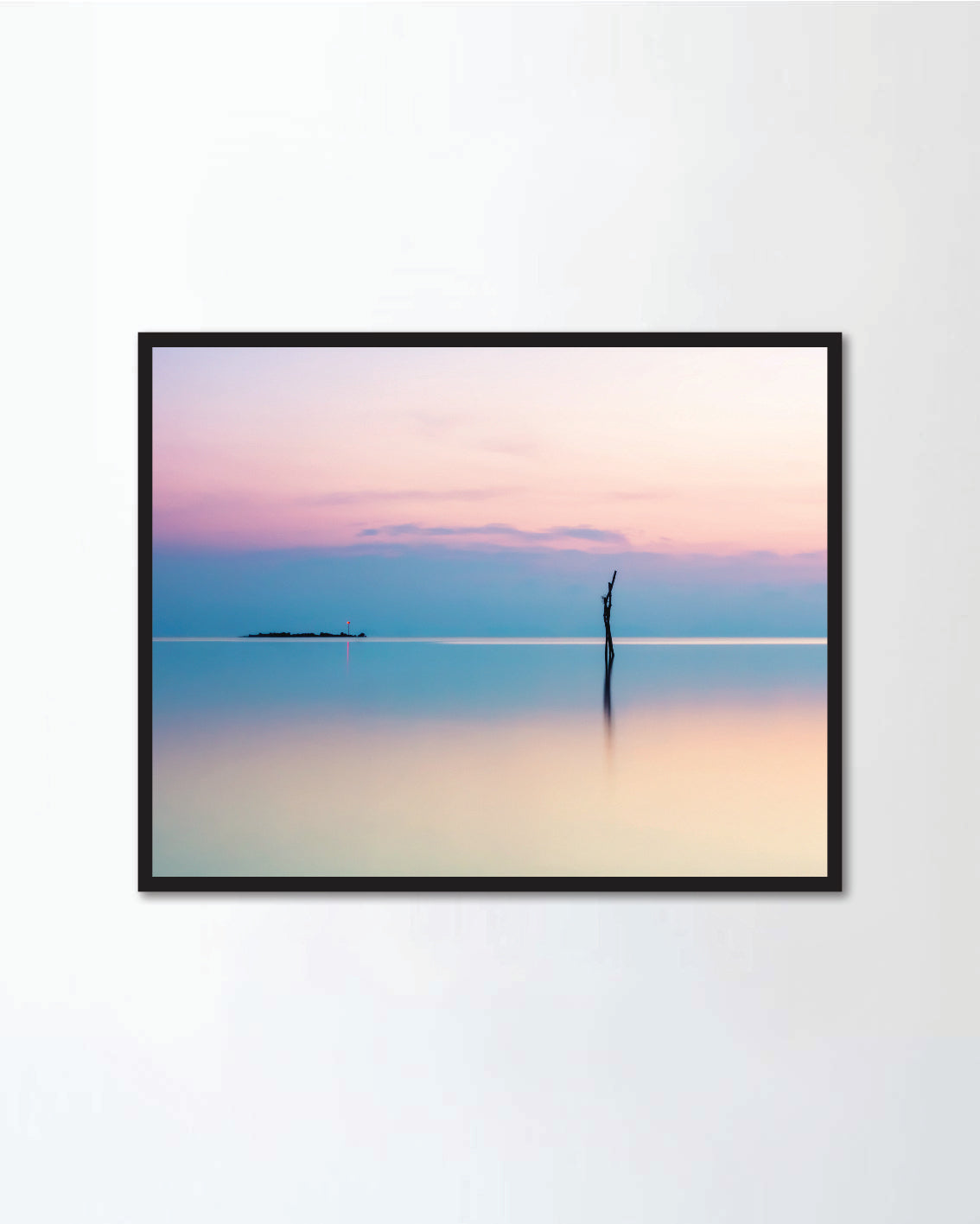 Seascape with sunset in a minimalist style
