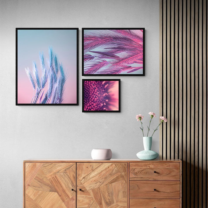 Neon light,Sunflower plant,Spikelet of wheat