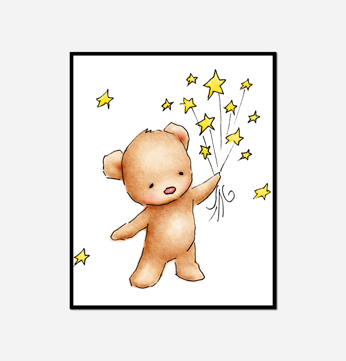 teddy bear holding bunch stars