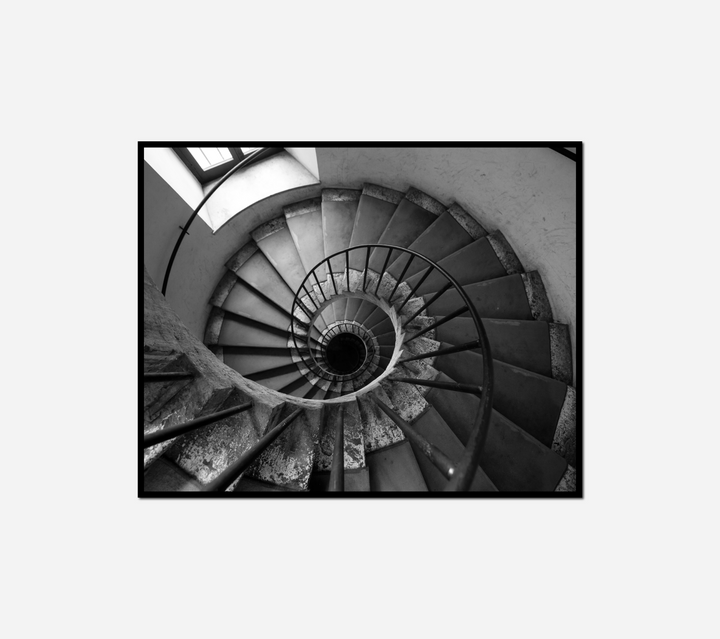 close spiral staircase building window