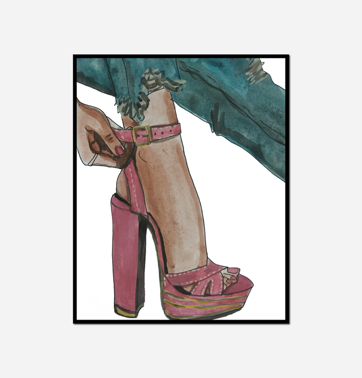 araffes high heels chain their ankles