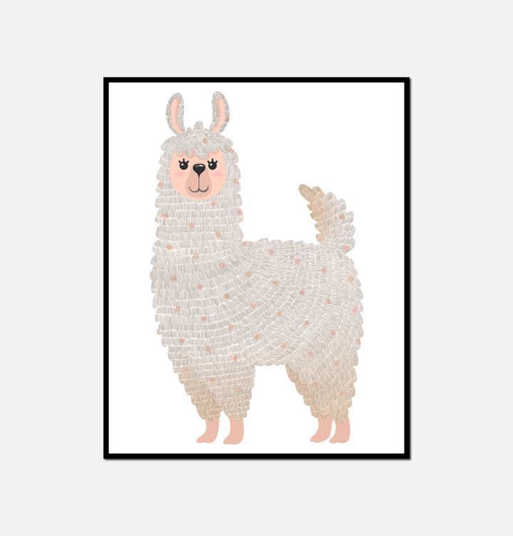 close white llama pink nose white