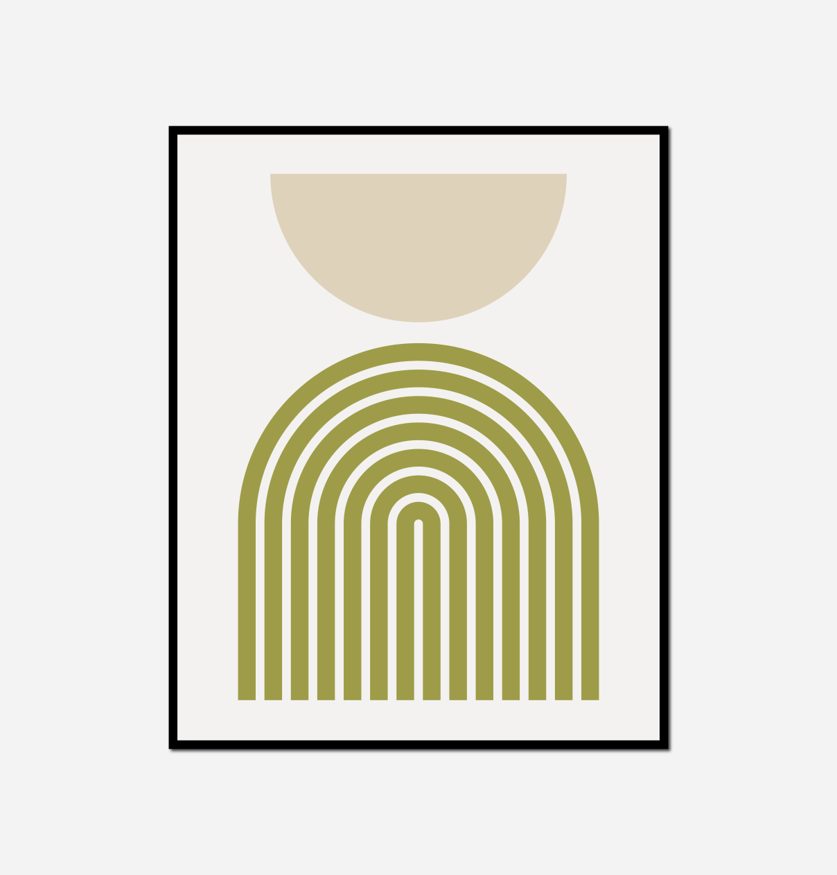 green beige abstract painting half moon