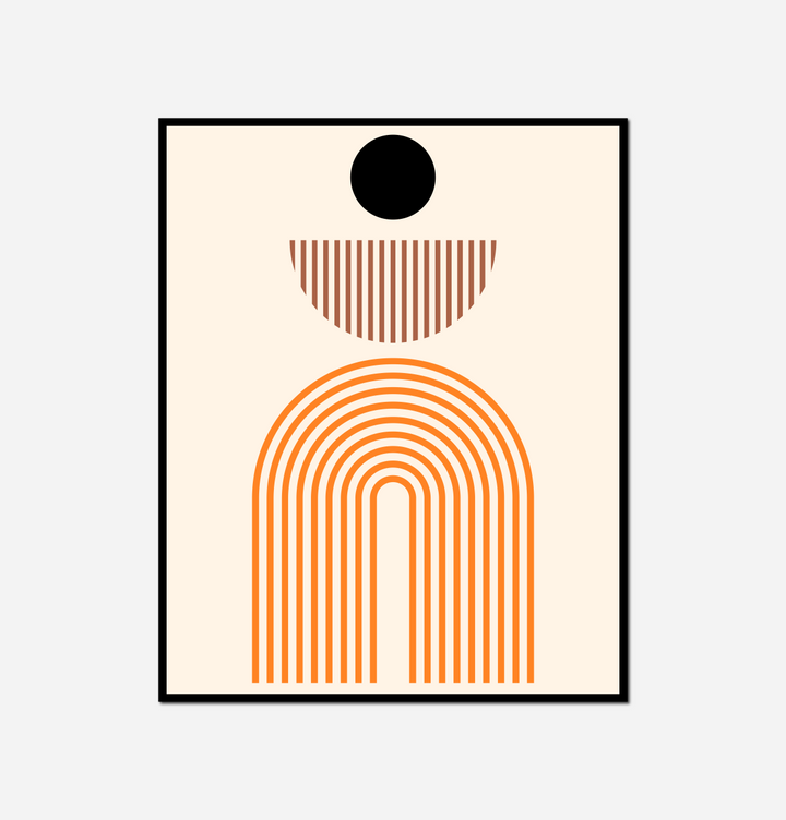 black circle orange lines