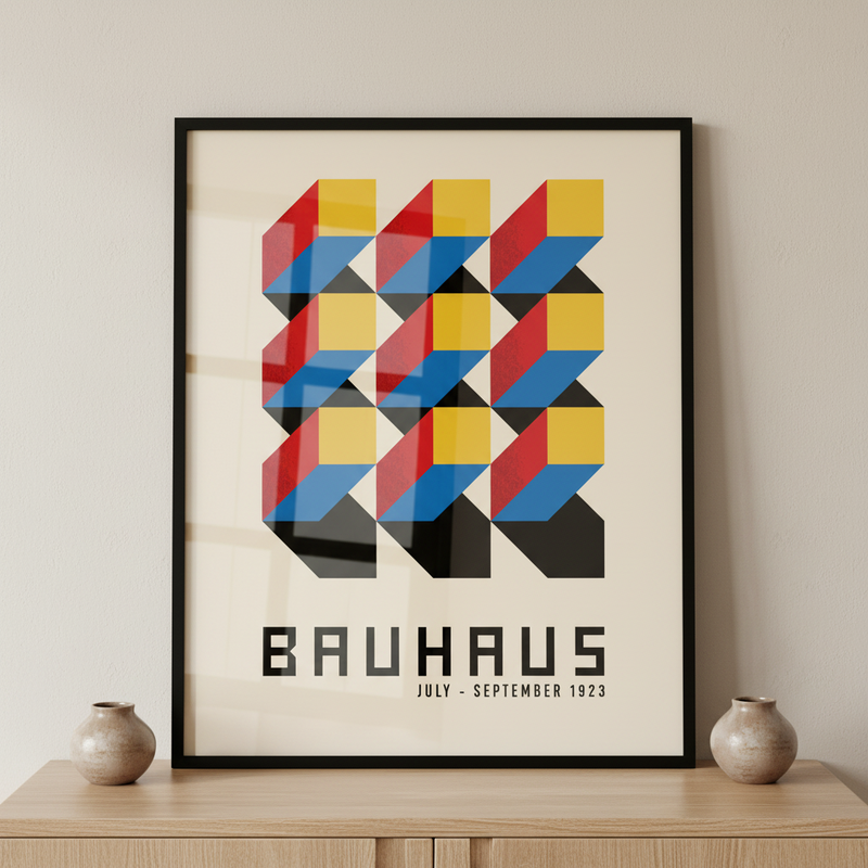 Logo colorful design ภาพติดผังสไตล์Bauhaus สำหรับตกแต่งบ้านและคอนโด พร้อมกรอบคุณภาพ
