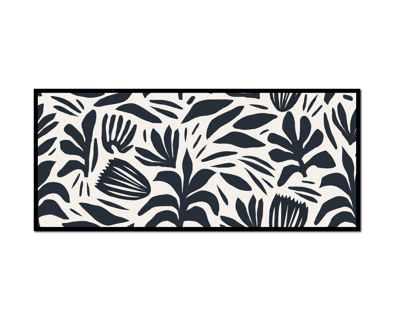 close black white rug plant design