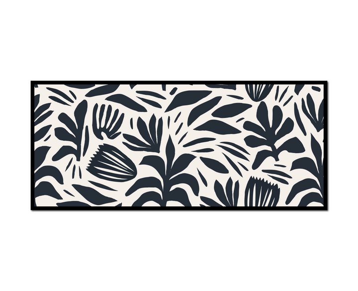 close black white rug plant design