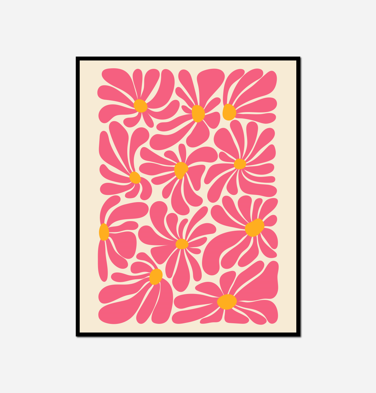 pink yellow flowers arranged square pattern