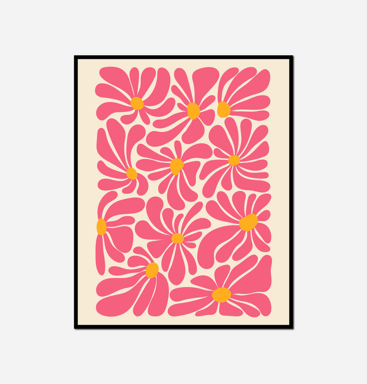 pink yellow flowers arranged square pattern