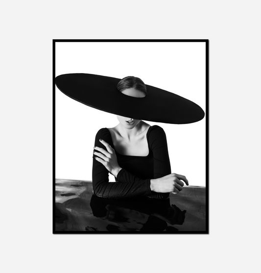 black white woman hat her head