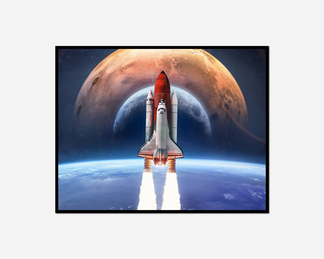 space shuttle flying over earth