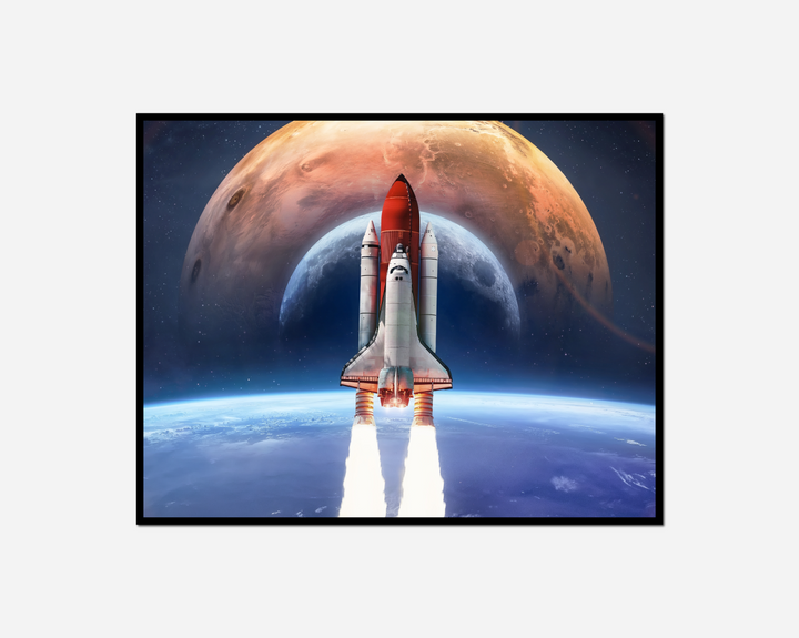 space shuttle flying over earth