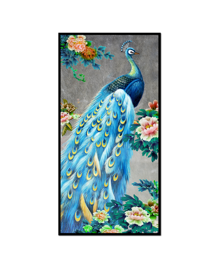 painting peacock flowers leaves