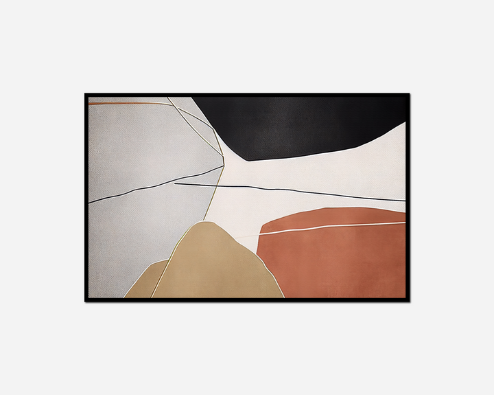 Painting black white orange brown abstract painting