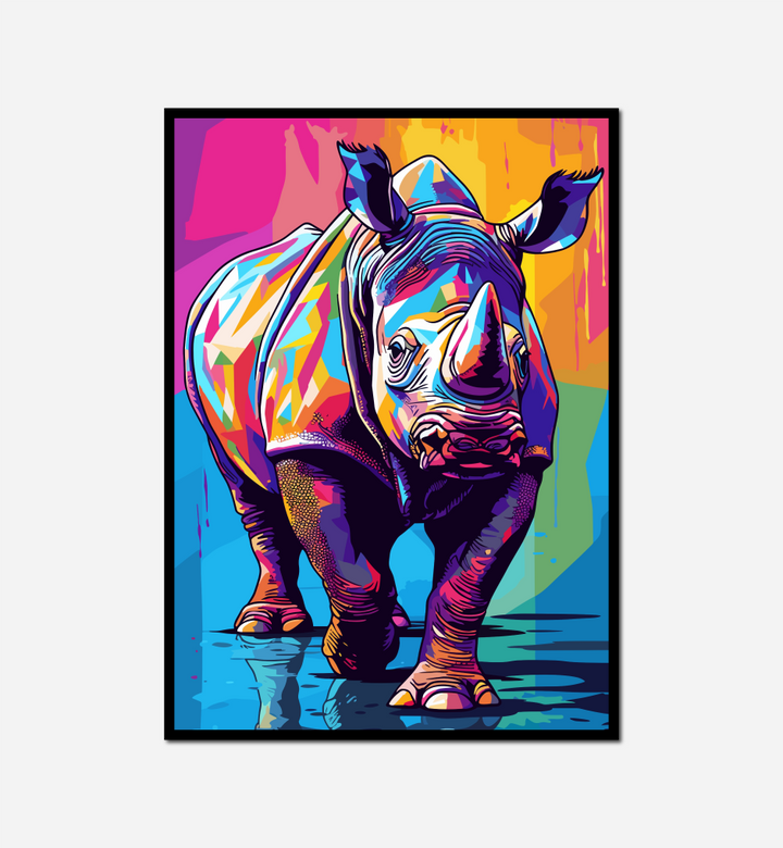 close painting rhino colorful