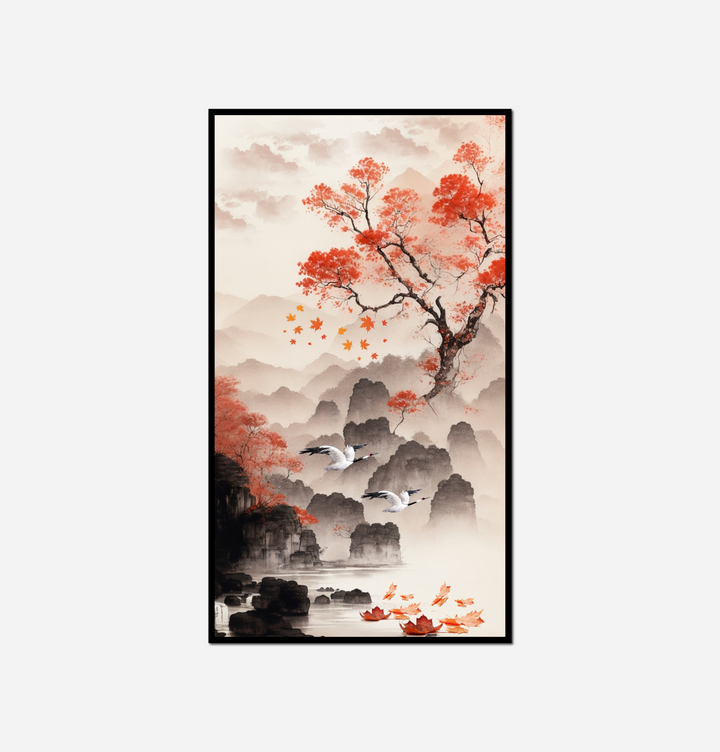 painting tree red leaves