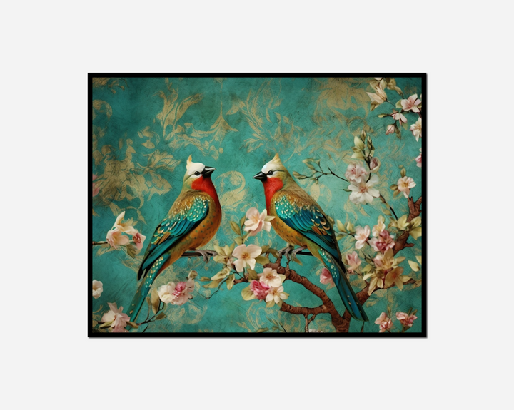 two birds sitting branch tree