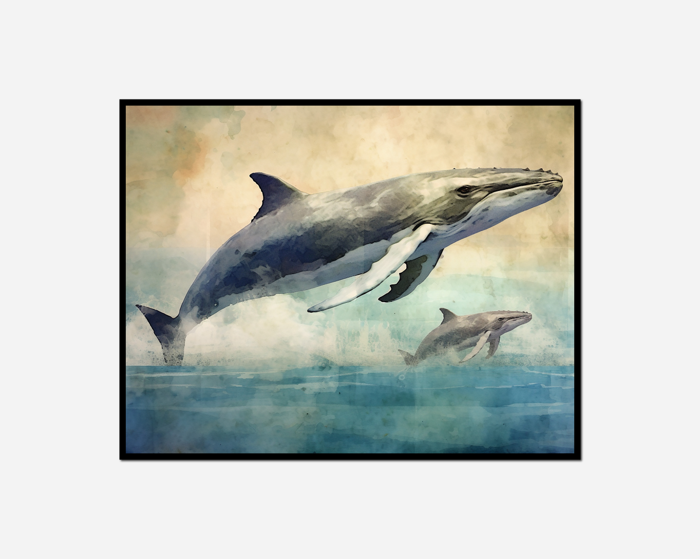 painting whale dolphin water