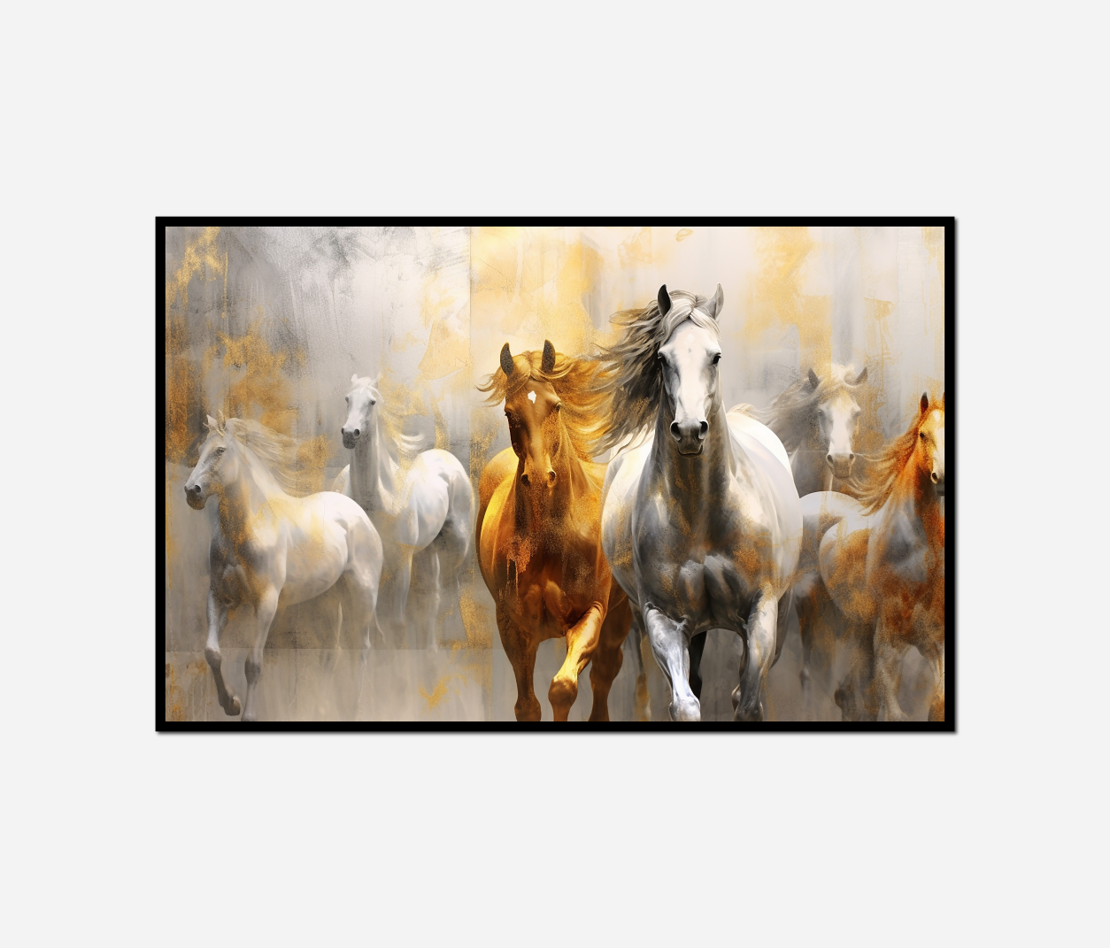 painting group horses running field