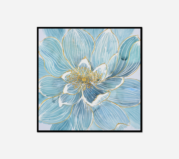painting blue flower gold accents