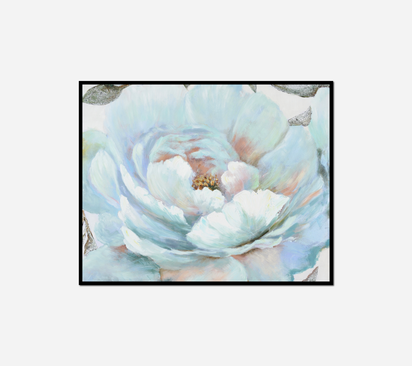 painting white flower green center