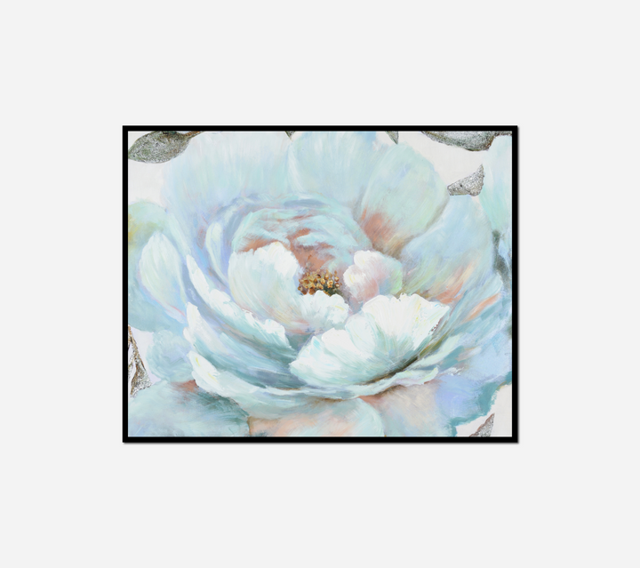 painting white flower green center