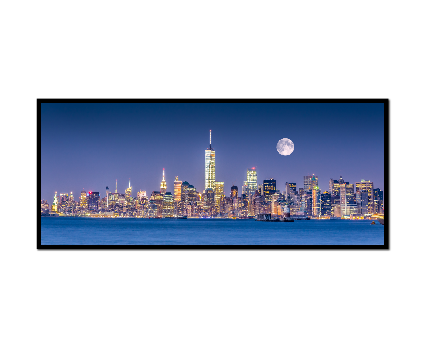 city skyline full moon sky