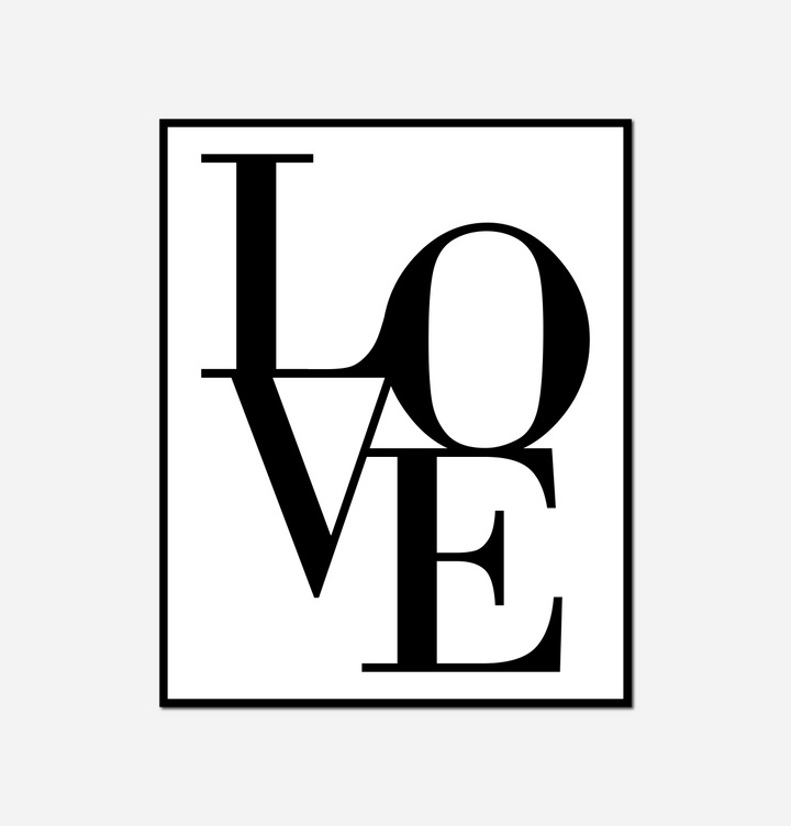 black white love word love square