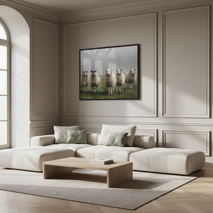 Five sheep in a field