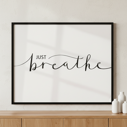 JUST BREATHE ภาพติดผังสไตล์สแกนดิเนเวีย สำหรับตกแต่งบ้านและคอนโด พร้อมกรอบคุณภาพ