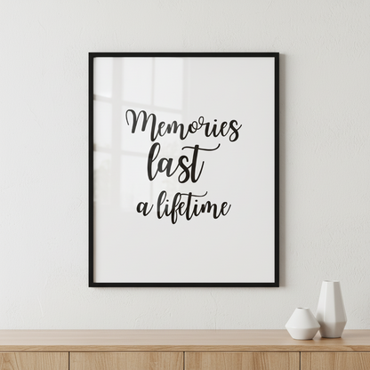 Memories last a lifetime ภาพติดผังสไตล์สแกนดิเนเวีย สำหรับตกแต่งบ้านและคอนโด พร้อมกรอบคุณภาพ