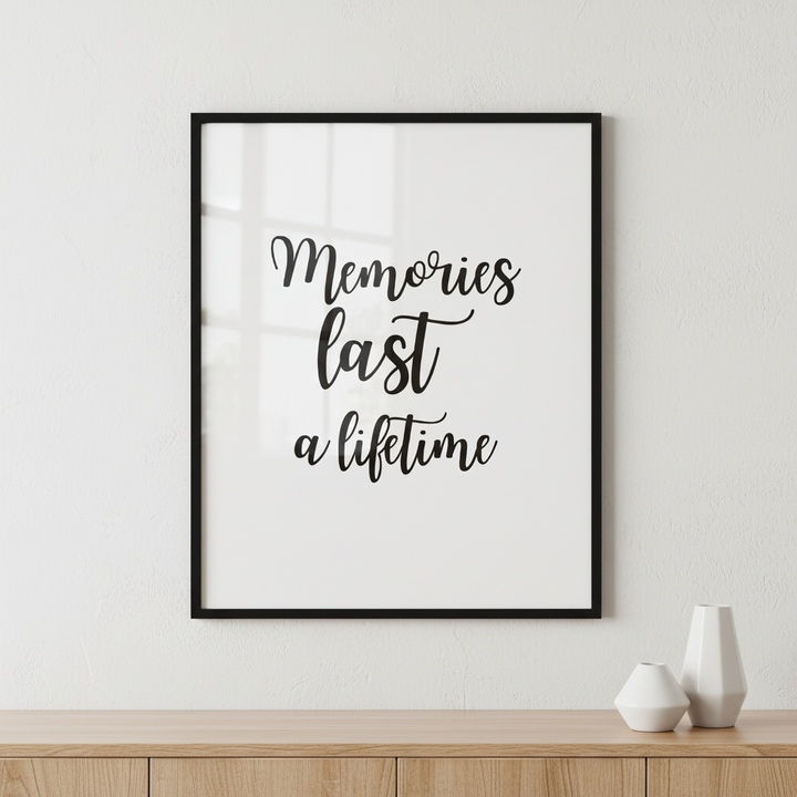 Memories last a lifetime ภาพติดผังสไตล์สแกนดิเนเวีย สำหรับตกแต่งบ้านและคอนโด พร้อมกรอบคุณภาพ
