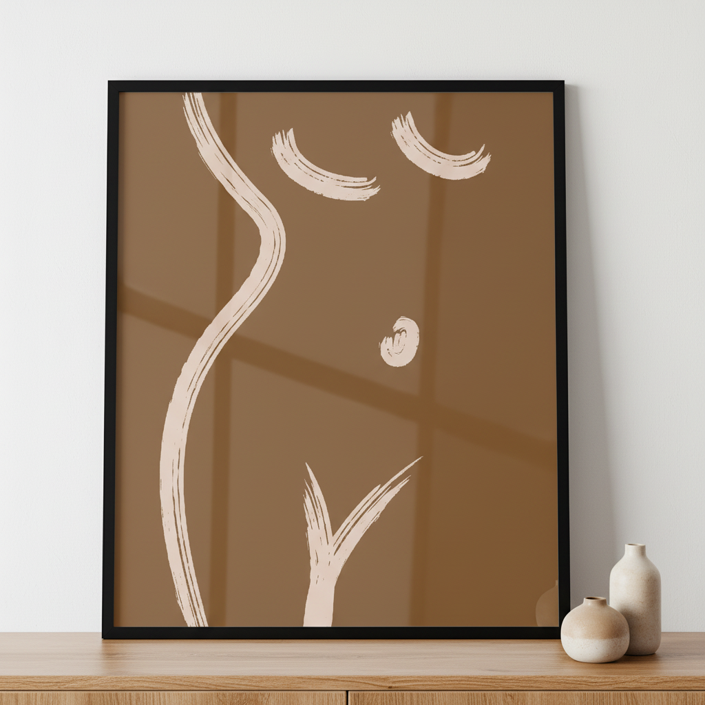 Woman Body Abstract Line Drawing Prints Set of 3 ภาพติดผังสไตล์นามธรรม สำหรับตกแต่งบ้านและคอนโด พร้อมกรอบคุณภาพ