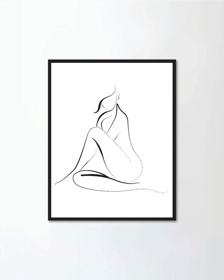 Continuous Line Drawing of Woman Naked Body