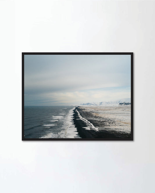 Sunrise on the black sand beach in Iceland