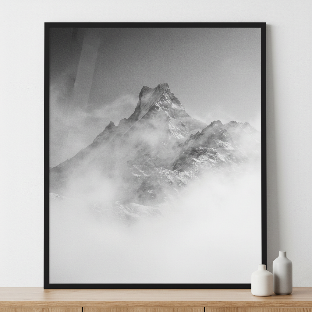 Mighty Mount Fishtail ภาพติดผังสไตล์วิวธรรมชาติ สำหรับตกแต่งบ้านและคอนโด พร้อมกรอบคุณภาพ