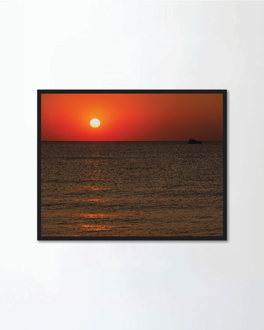 Sunset sea boat